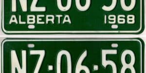 Canada Alberta 1968 car license plate pair #NZ-06-58