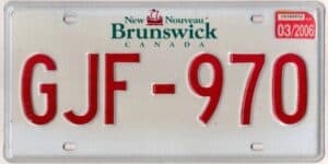 Canada New Brunswick 2006 car license plate #GJF-970