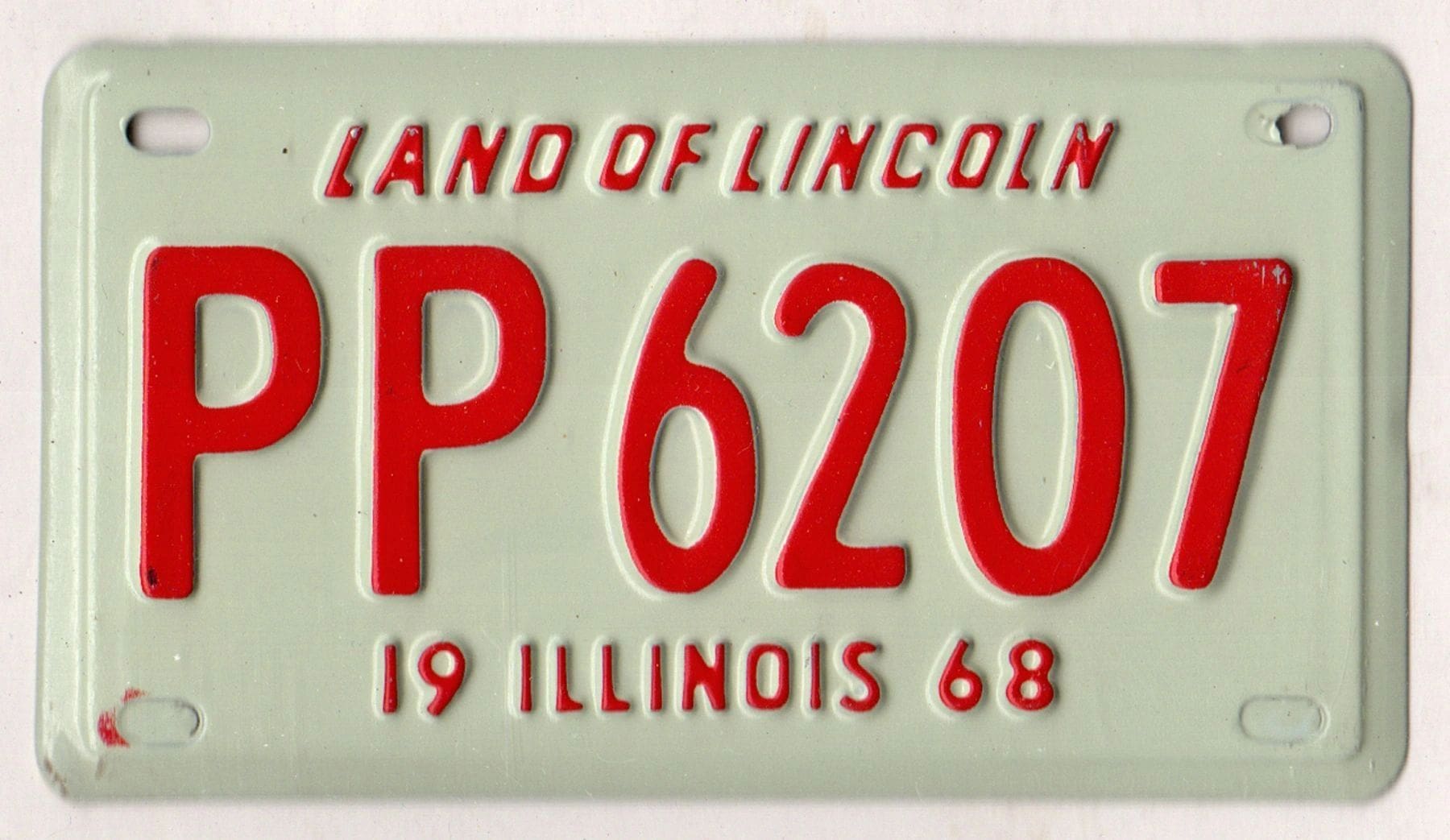 Illinois 1968 mini license plate #PP-6207
