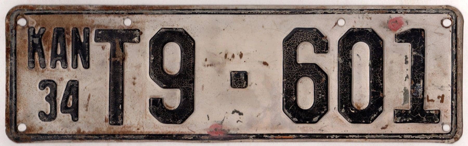 Kansas 1934 truck license plate Butler county #T9-601