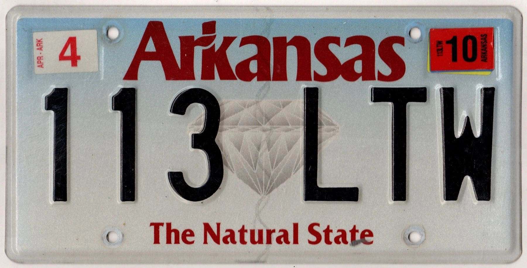Arkansas 2010 car license plate #113-LTW