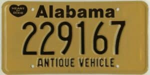 Alabama antique vehicle license plate #229167