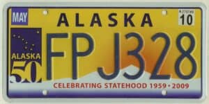 Alaska 2010 car license plate #FPJ328