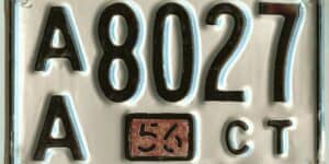 Connecticut 1956 car license plate #AA-8027