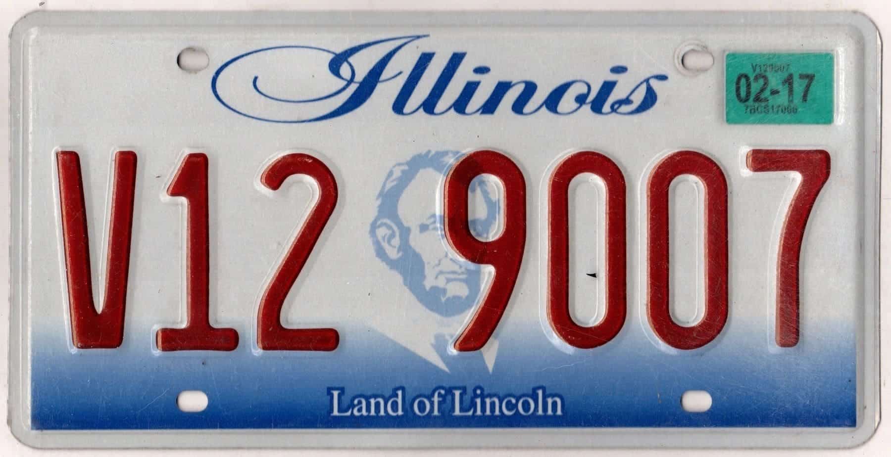Illinois 2017 car license plate #V12-9007