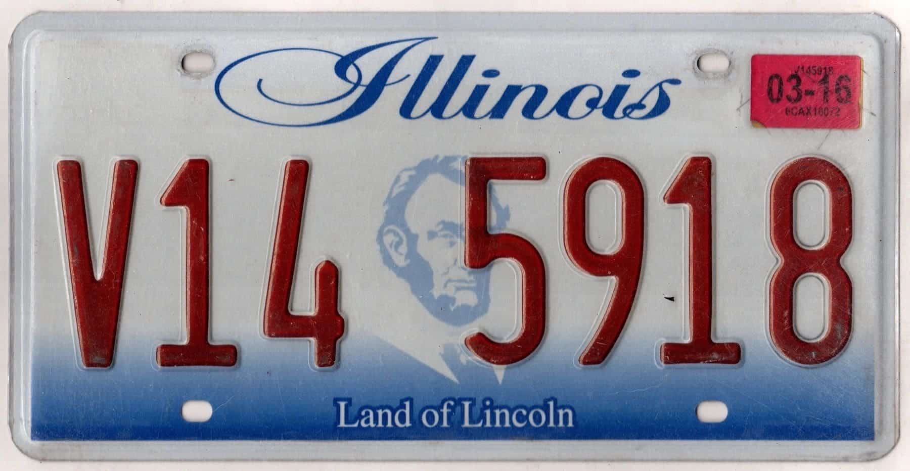 Illinois 2016 car license plate #V14-5918