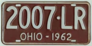 Ohio 1962 car license plate #2007-LR