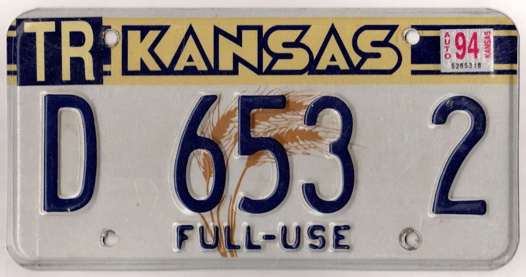 Kansas 1994 full use dealer license plate #D 653 2