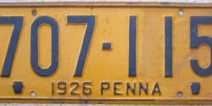 Pennsylvania 1926 car license plate #707-115