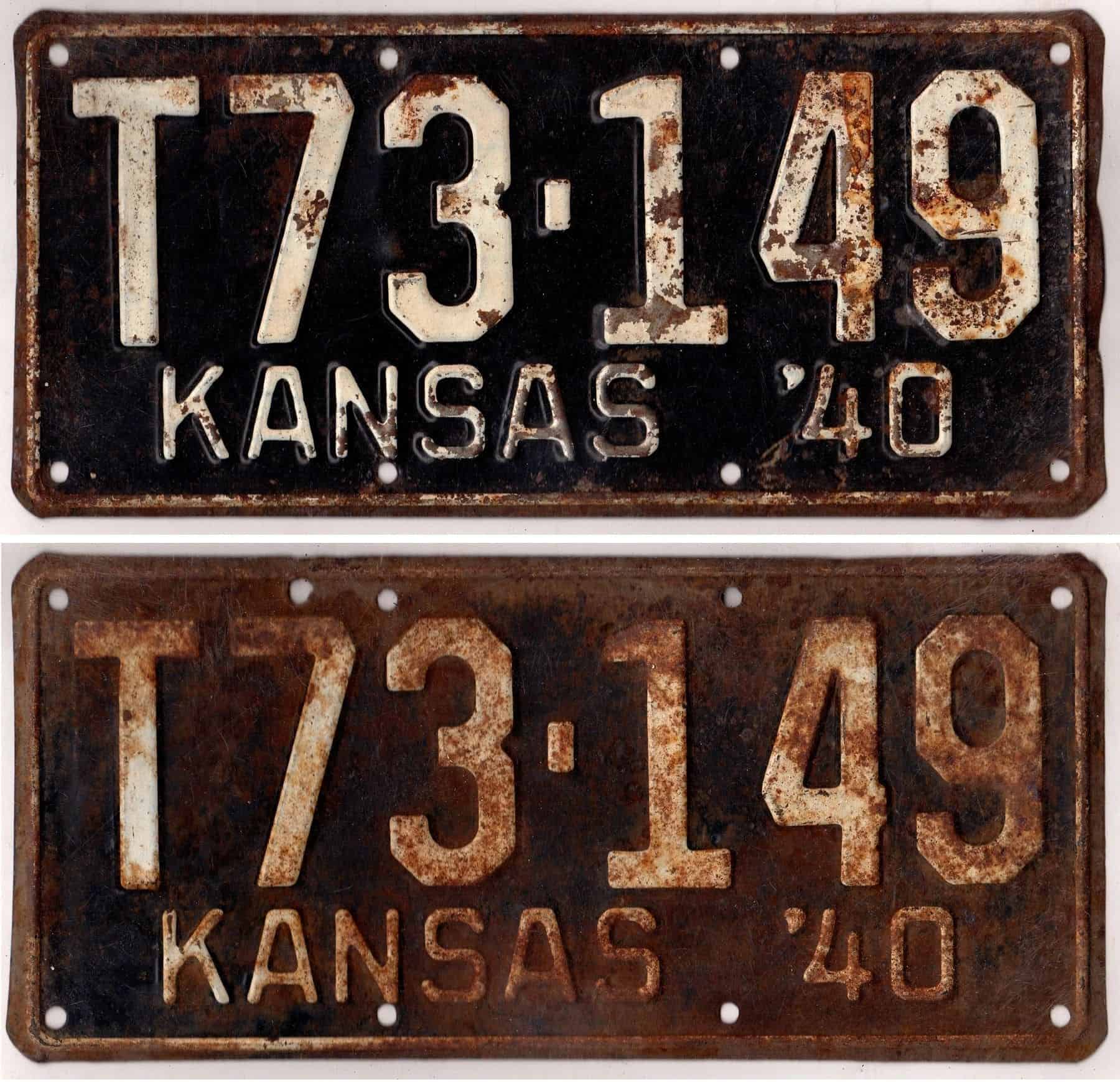 Kansas 1940 truck license plate pair Rush county #T73-149