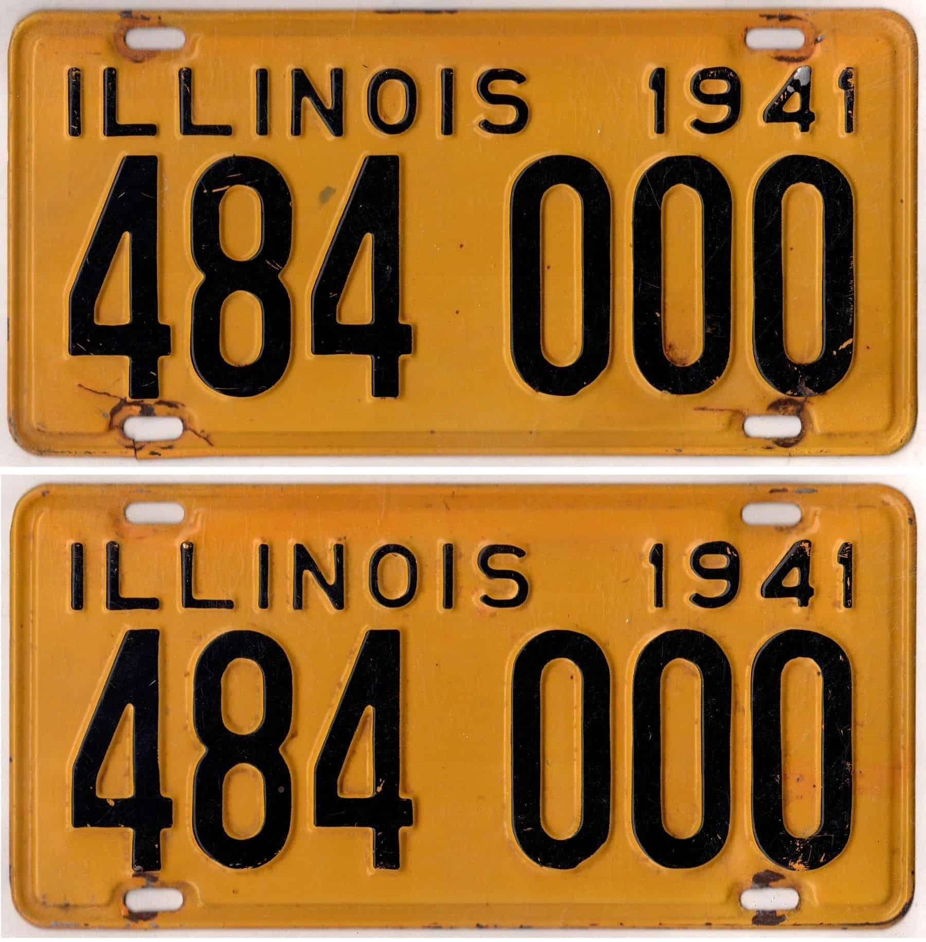 Illinois 1941 car license plate pair #484-000