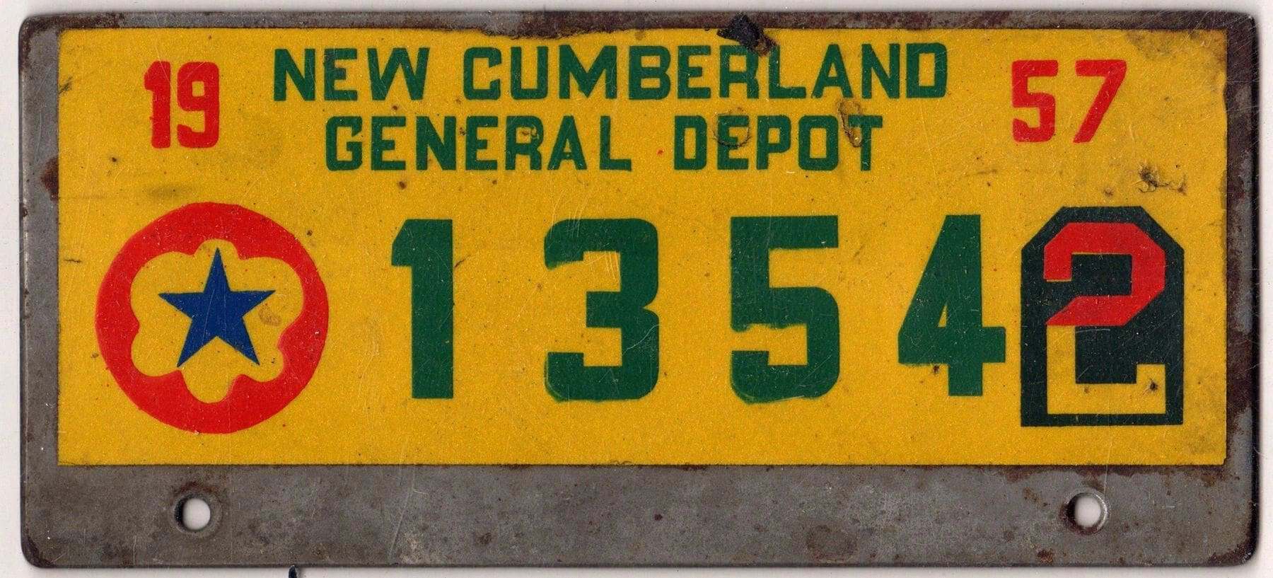 Pennsylvania 1957 New Cumberland General Depot license plate topper #1354