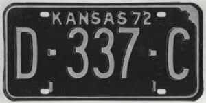 Kansas 1972 dealer license plate #D-337-C