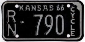 Kansas 1966 motorcycle license plate Reno county #RN-790