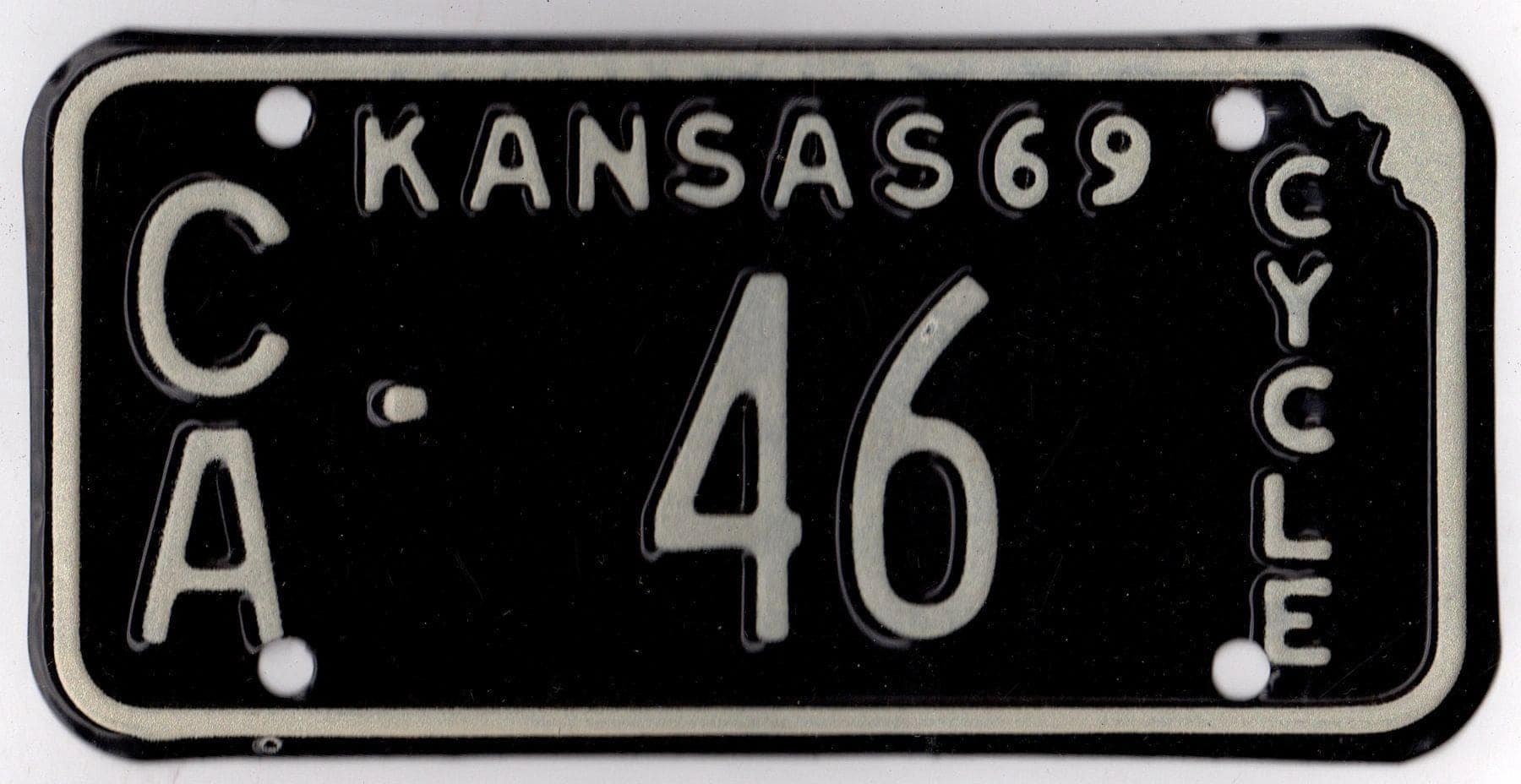Kansas 1969 motorcycle license plate Clark county #CA-46