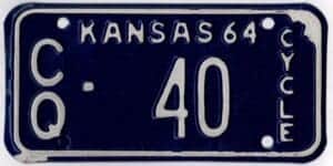 Kansas 1964 motorcycle license plate Chautauqua county #CQ-40