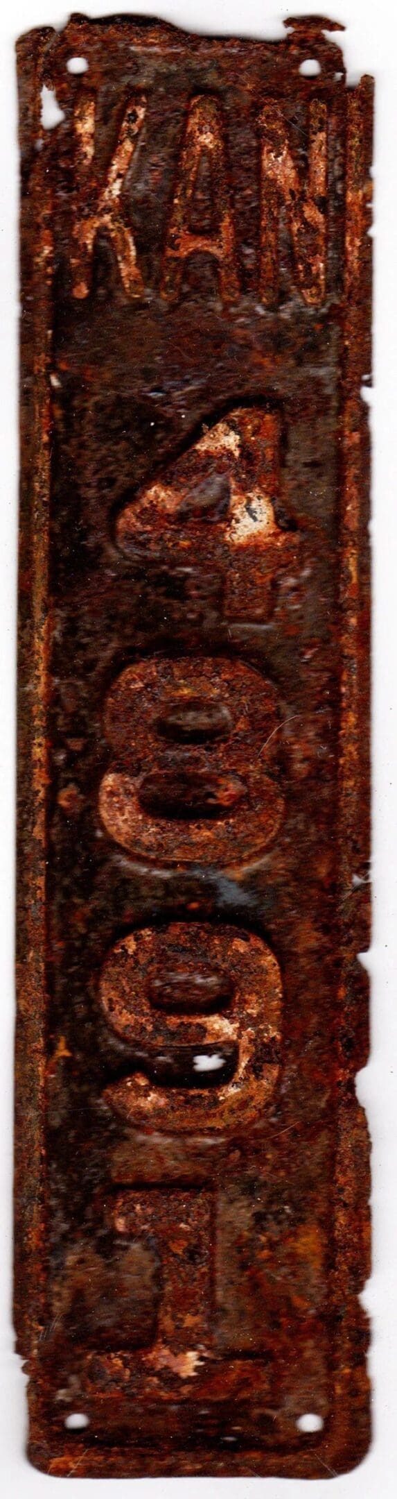 Kansas 1920 motorcycle license plate #4891