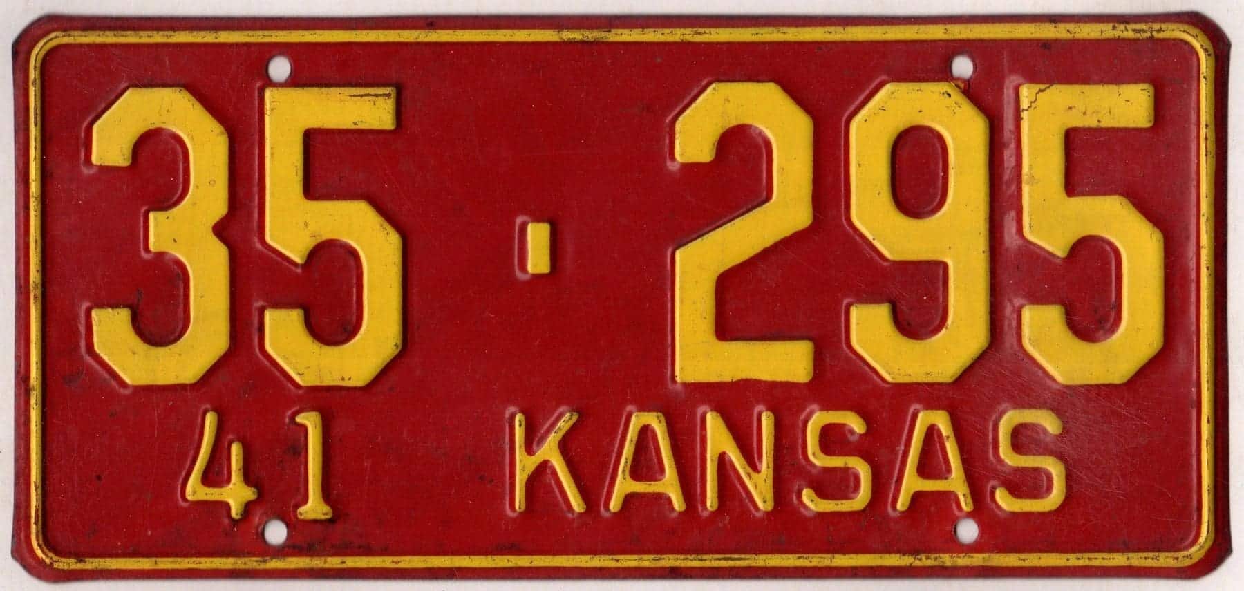 Kansas 1941 car license plate Ford county #35-295