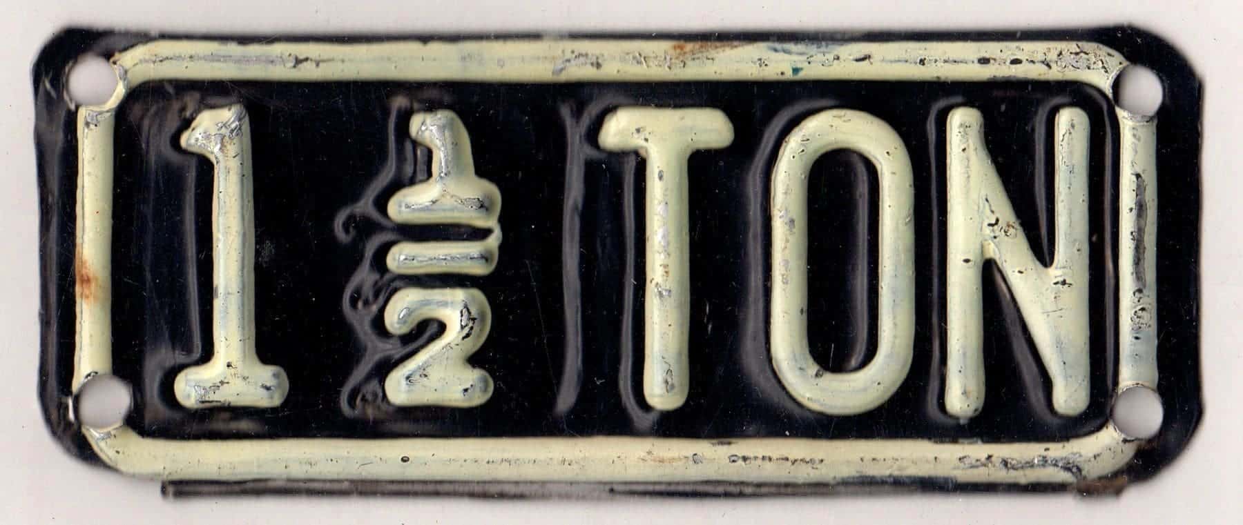 Kansas 1948 truck license plate weight tab 1 1/2 TON