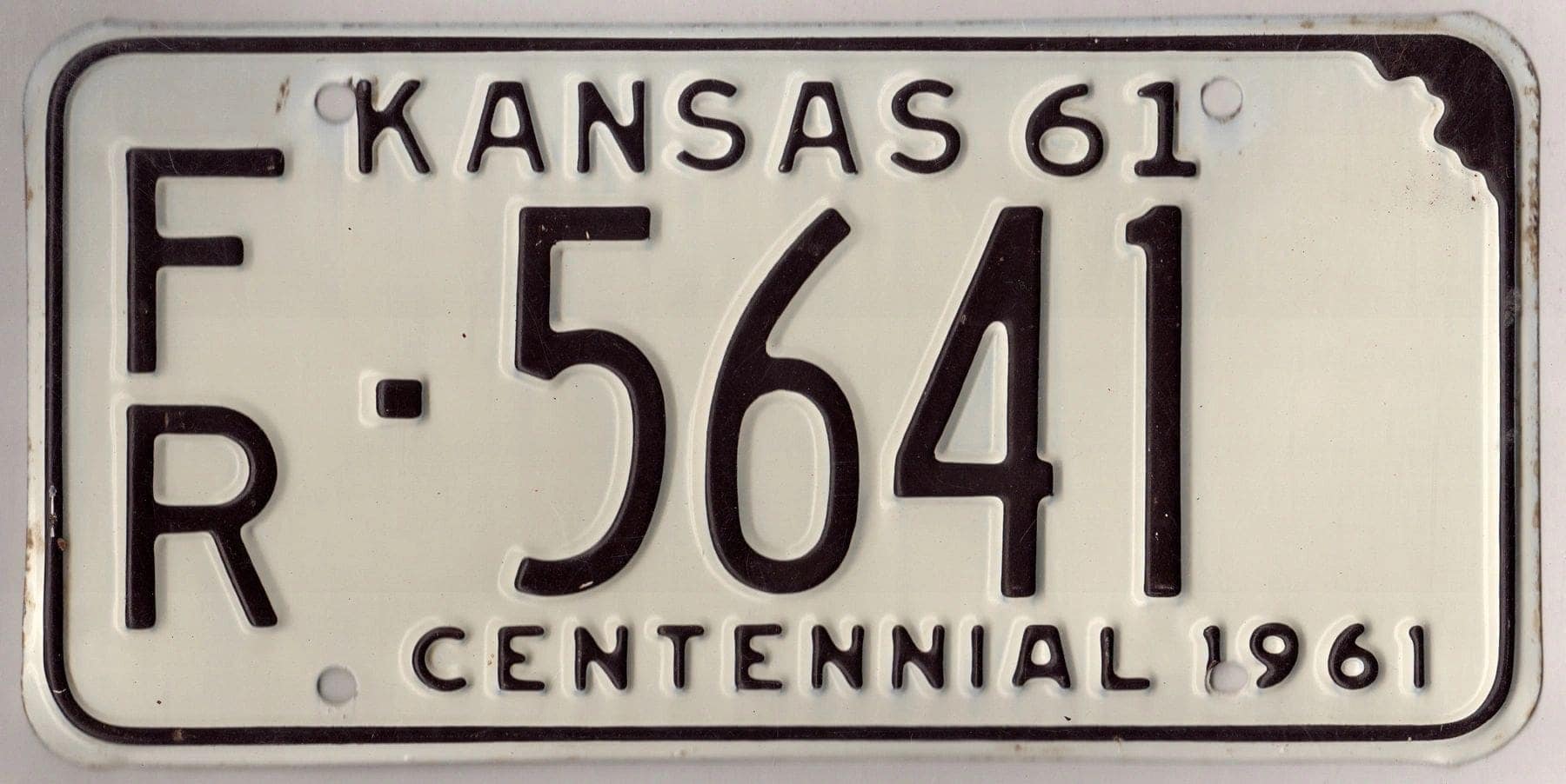 Kansas 1961 car license plate Franklin county #FR-5641
