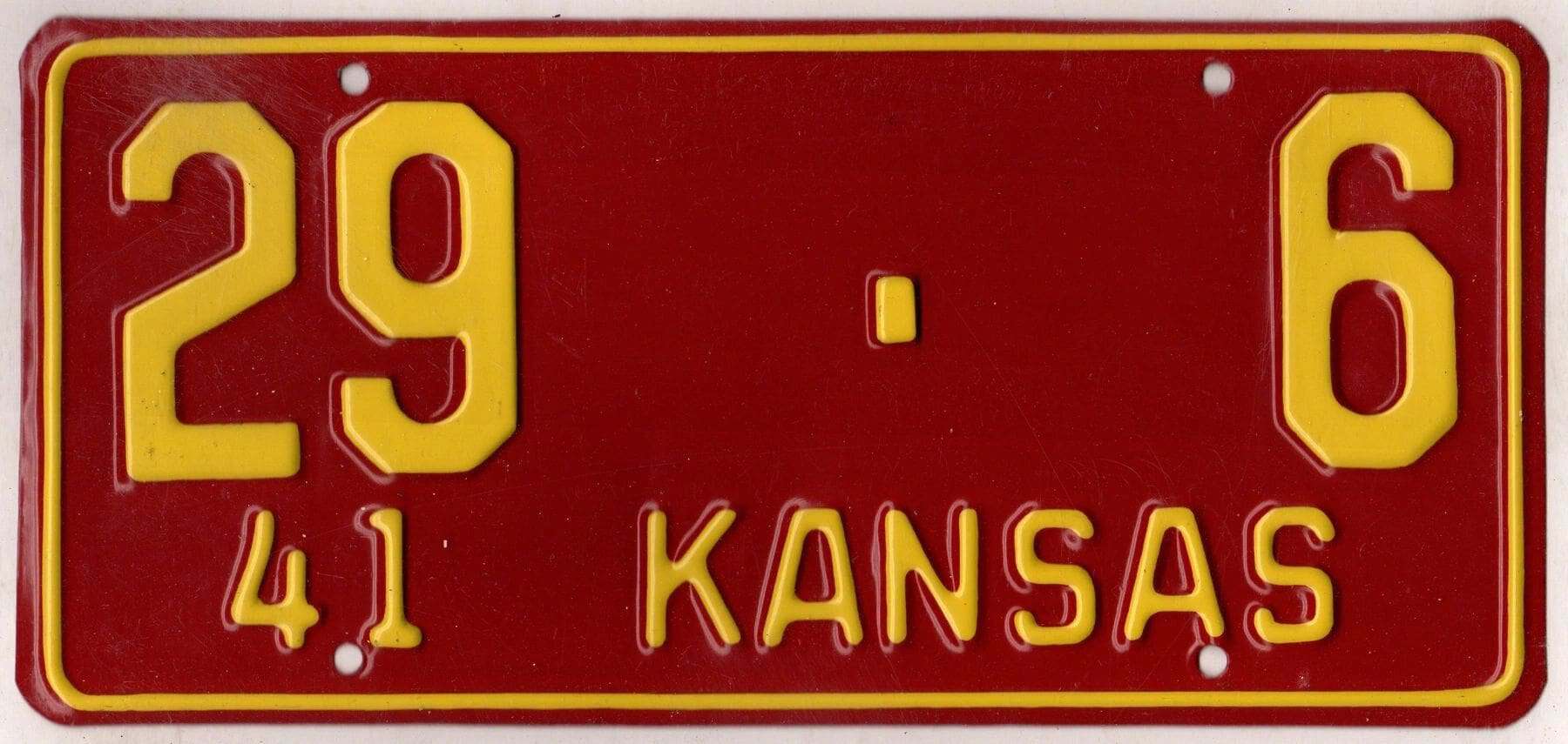 Kansas 1941 car license plate Osage county #29-6
