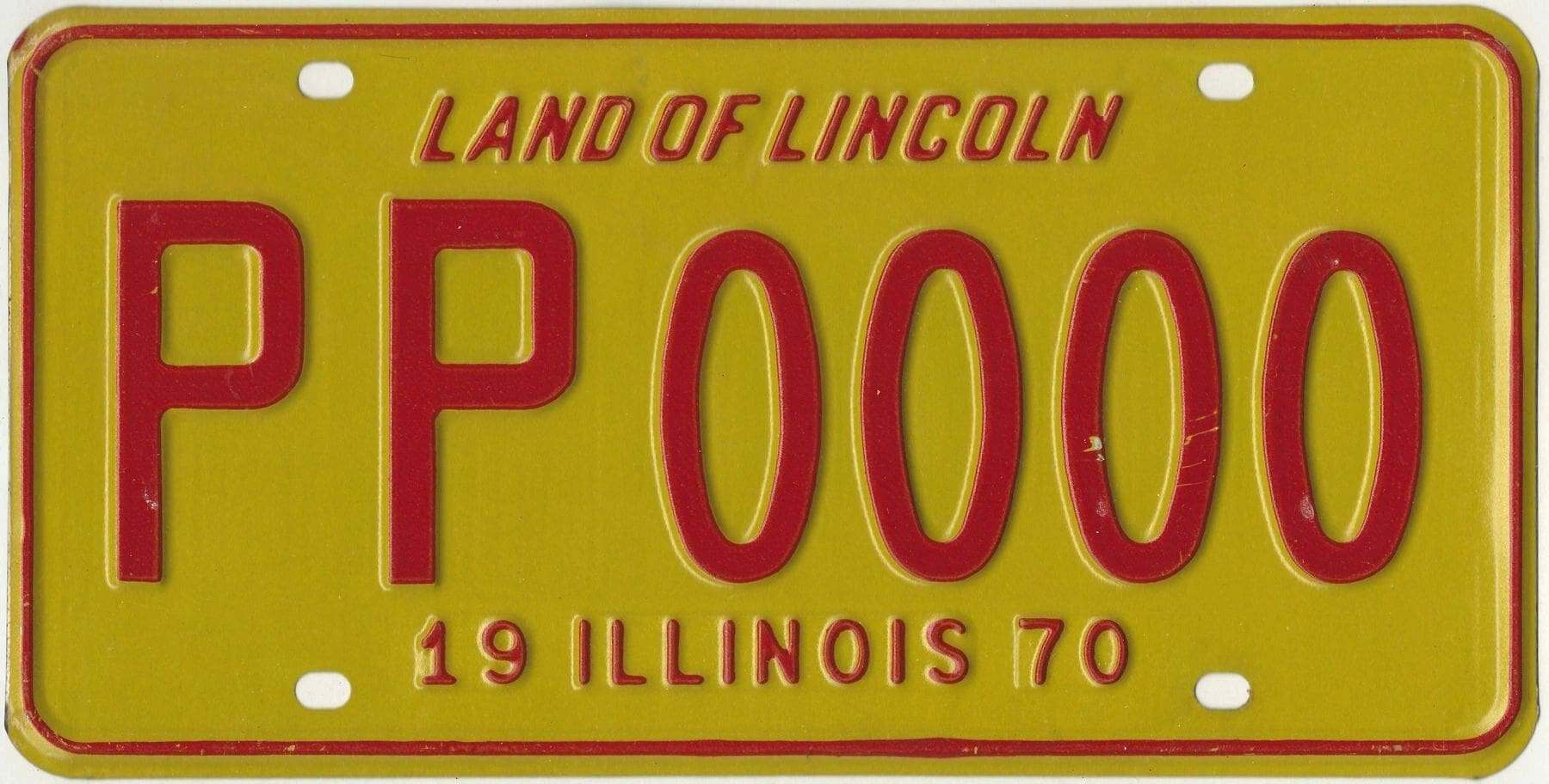 Illinois 1970 sample license plate #PP 0000