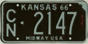 Kansas 1966 car license plate Cheyenne county #CN-2147