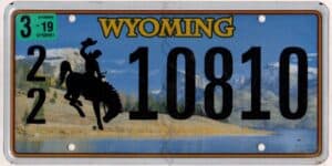 Wyoming 2019 car license plate Teton county #22-10810