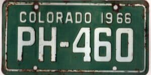 Colorado 1966 motorcycle license plate #PH-460