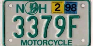 New Hampshire 1998 motorcycle license plate #3379F