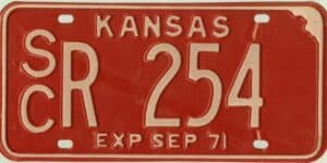 Kansas 1971 car license plate Scott county #SC R-254