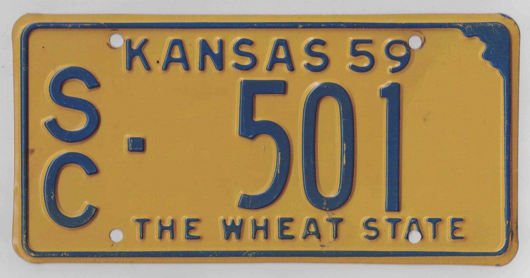 Kansas 1959 car license plate Scott county #SC-501