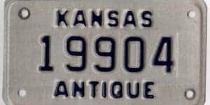 Kansas motorcycle antique license plate #19904