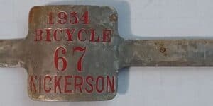 Nickerson 1954 bicycle license plate #67