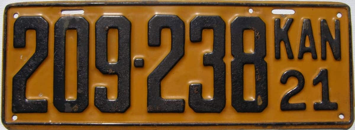 1921 Kansas Car License Plate 209-238