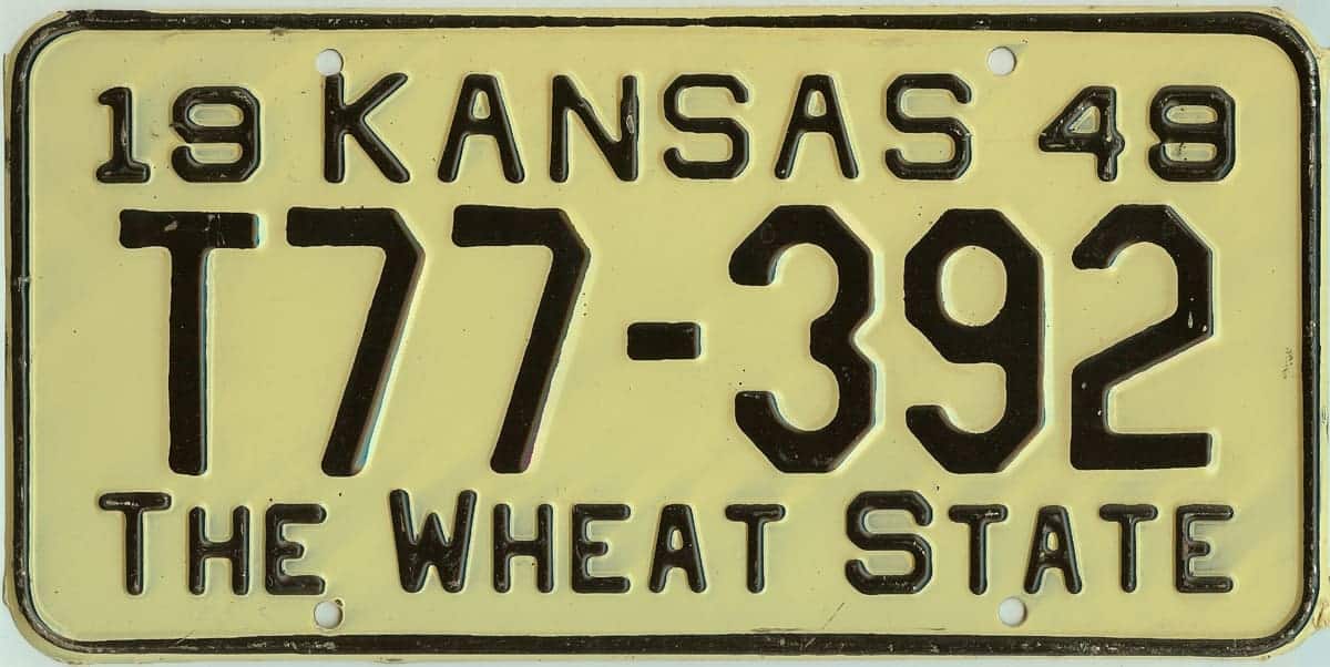 1949 type 1 Kansas Truck License Plate #T77-392