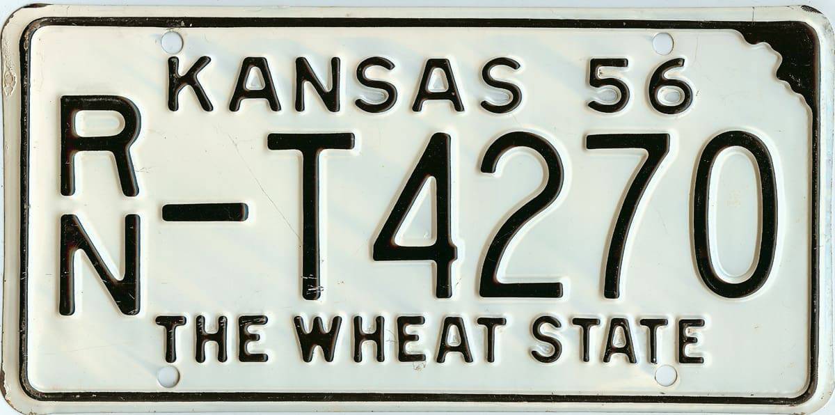 1956 Kansas Truck License Plate #RN-T4270