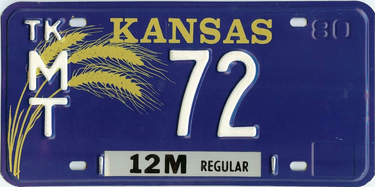 1980 Kansas Truck License Plate #MT-72