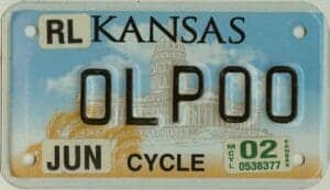 2002 Kansas Motorcycle License Plate #OLP00
