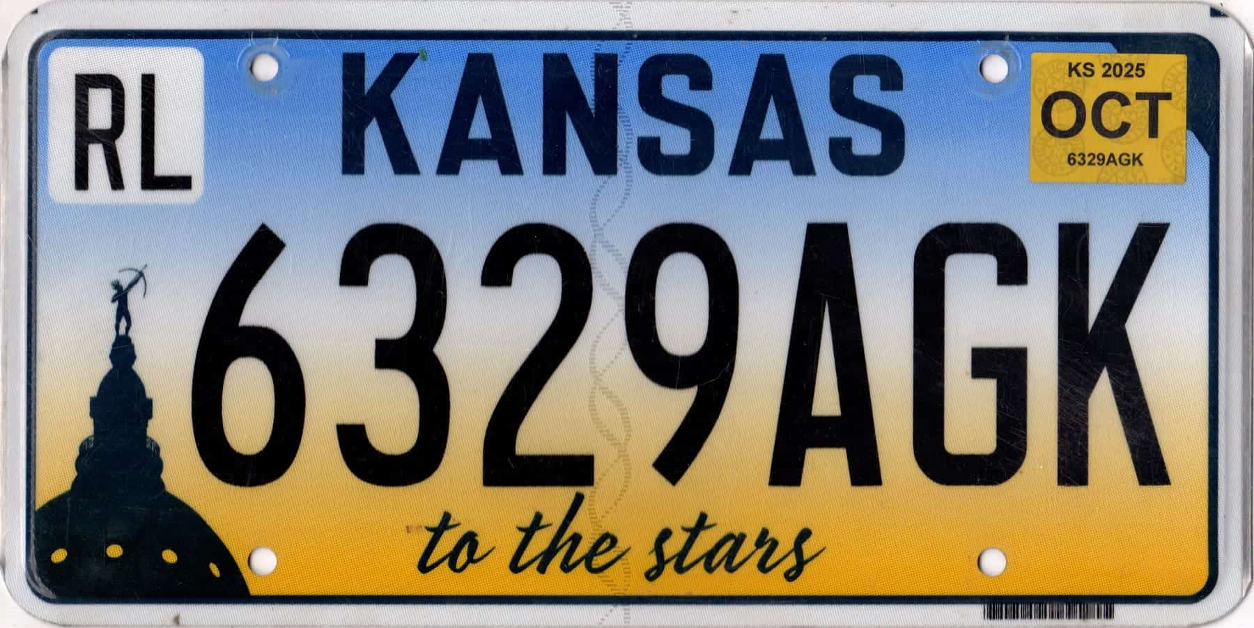 2025 Kansas Car License Plate #6329AGK