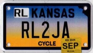 2025 Kansas Motorcycle License Plate #RL2JA