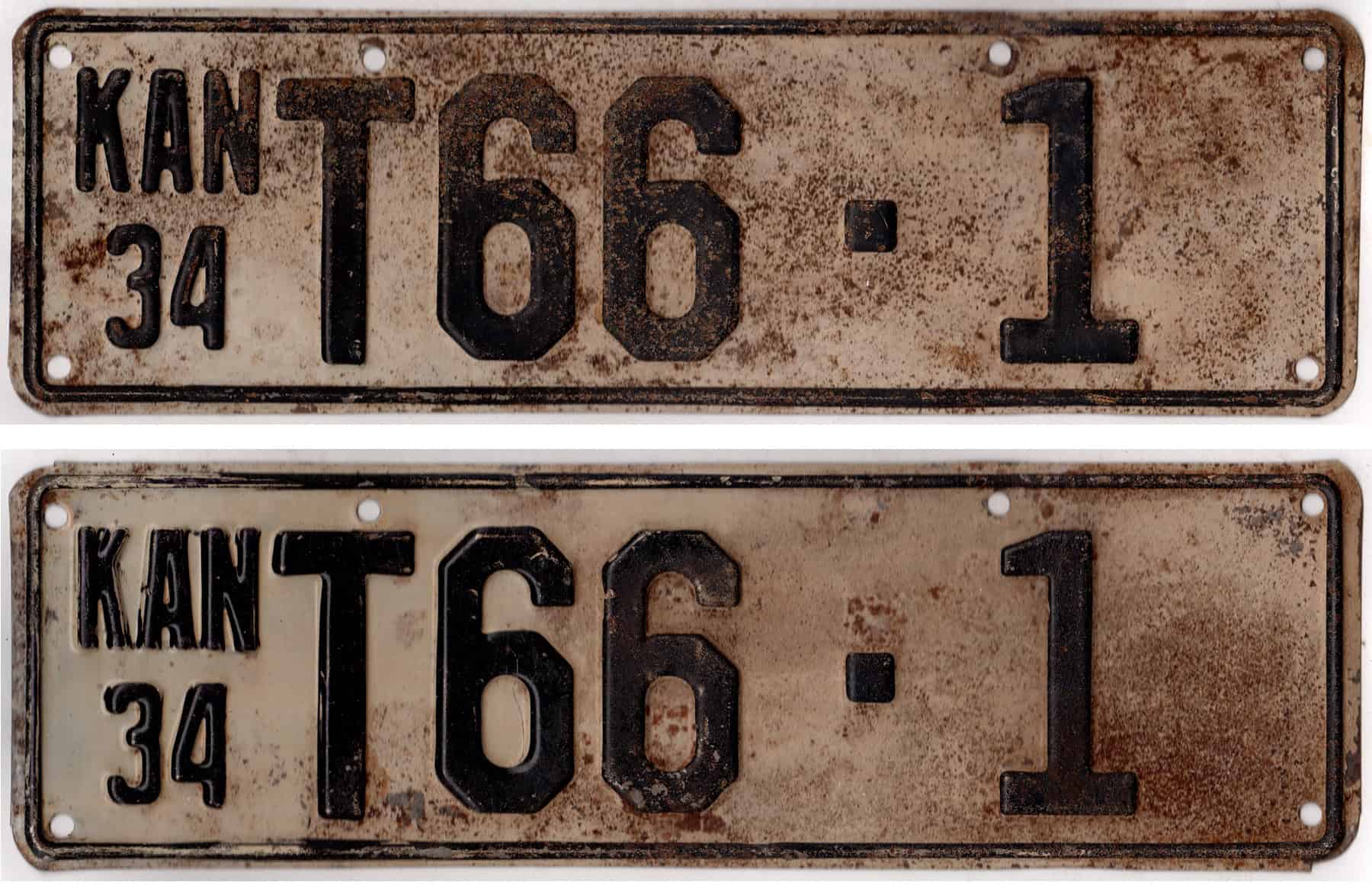 Kansas 1934 truck license plate Lincoln county #T66-1
