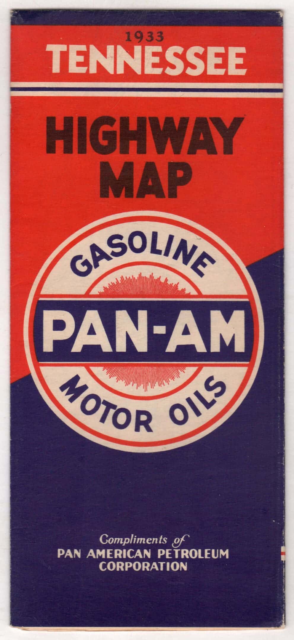 1933 Tennessee PAN-AM Oil Co. road map