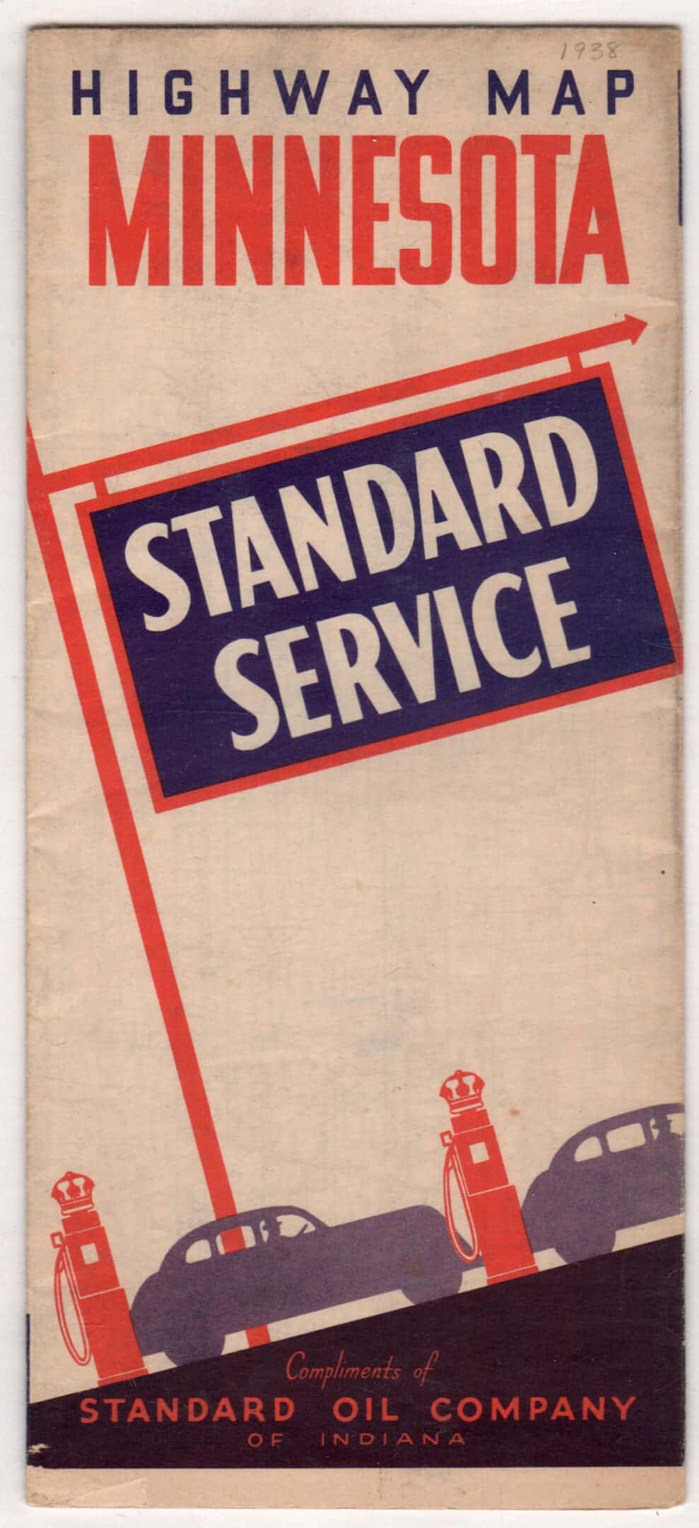 1938 Minnesota Standard Oil Co. road map
