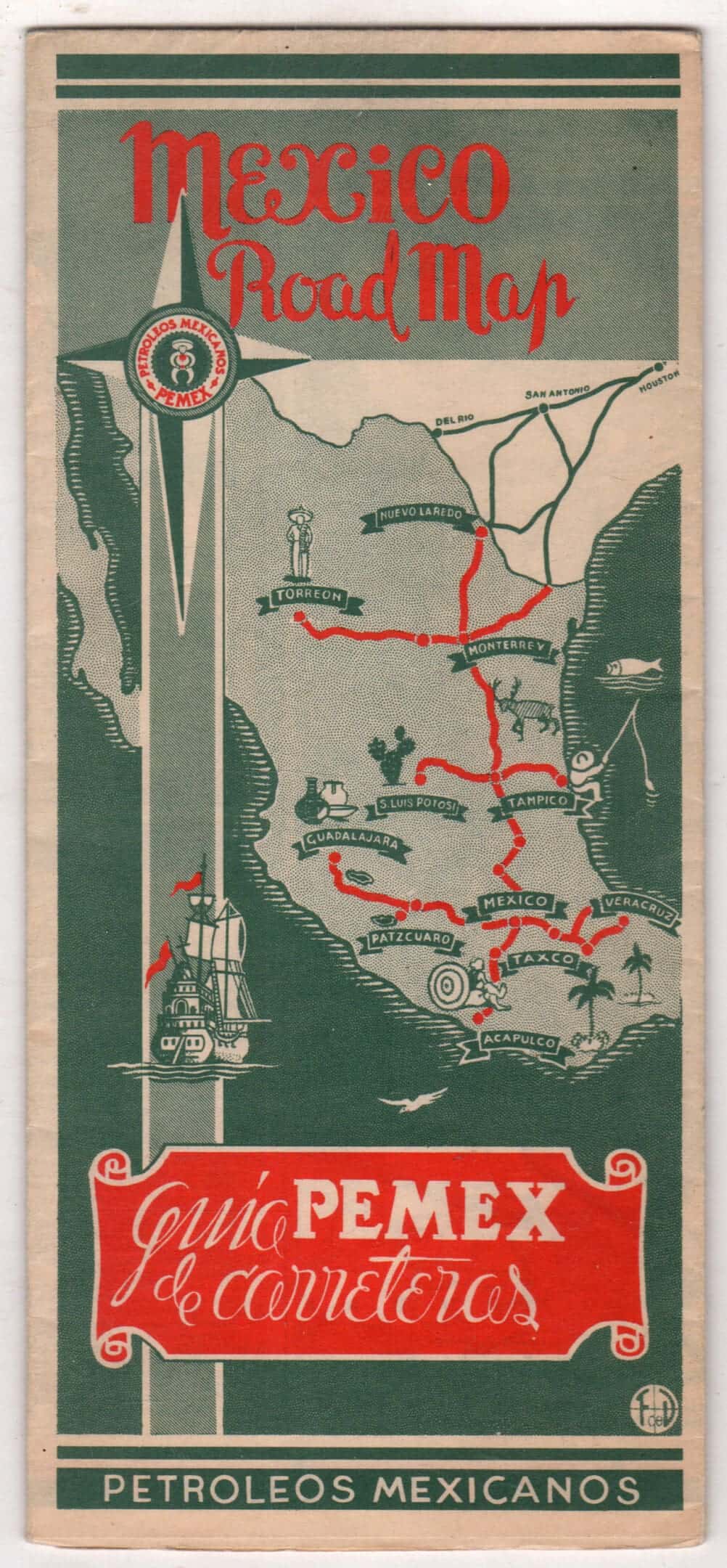 1942 Mexico Pemex road map