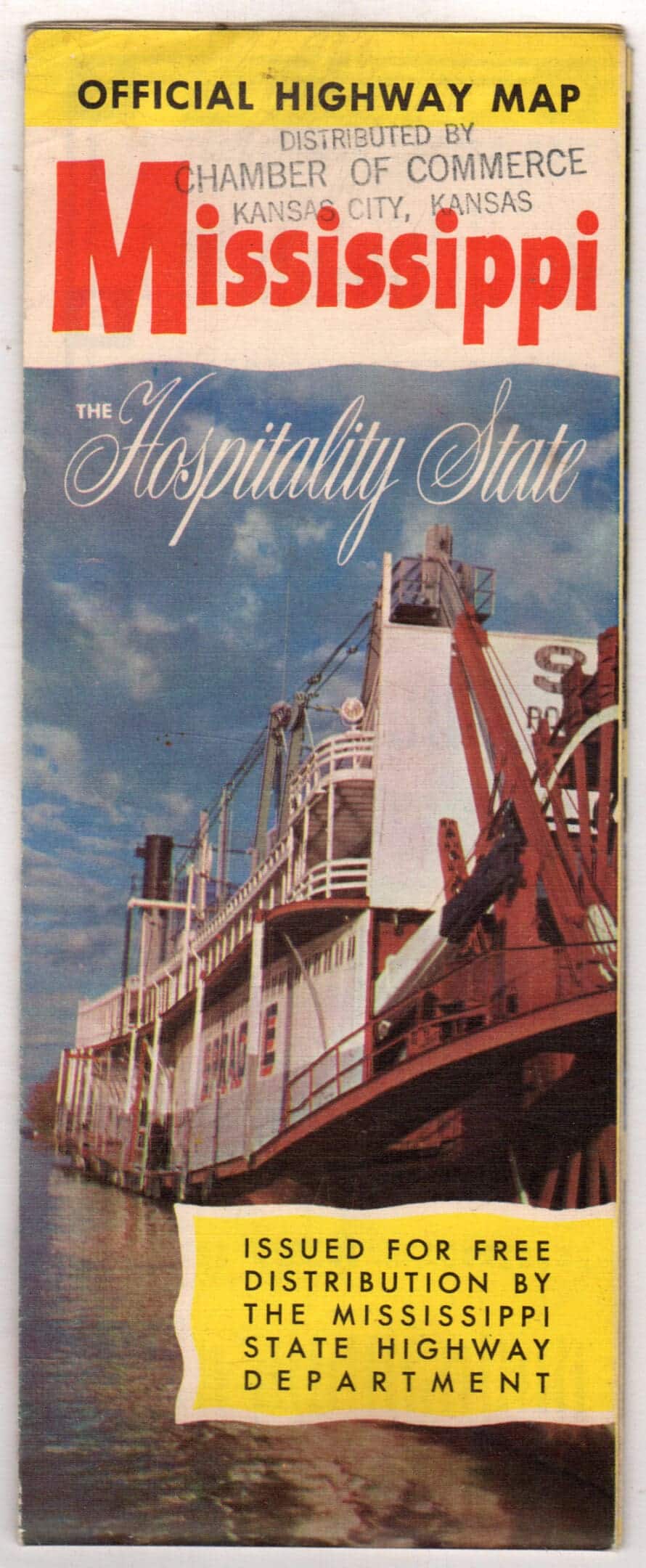 1958 Mississippi official road map