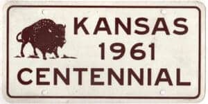 Kansas 1961 booster license plate Centennial