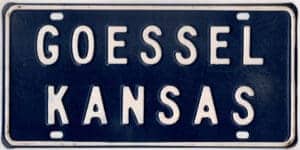 Goessel Kansas booster license plate
