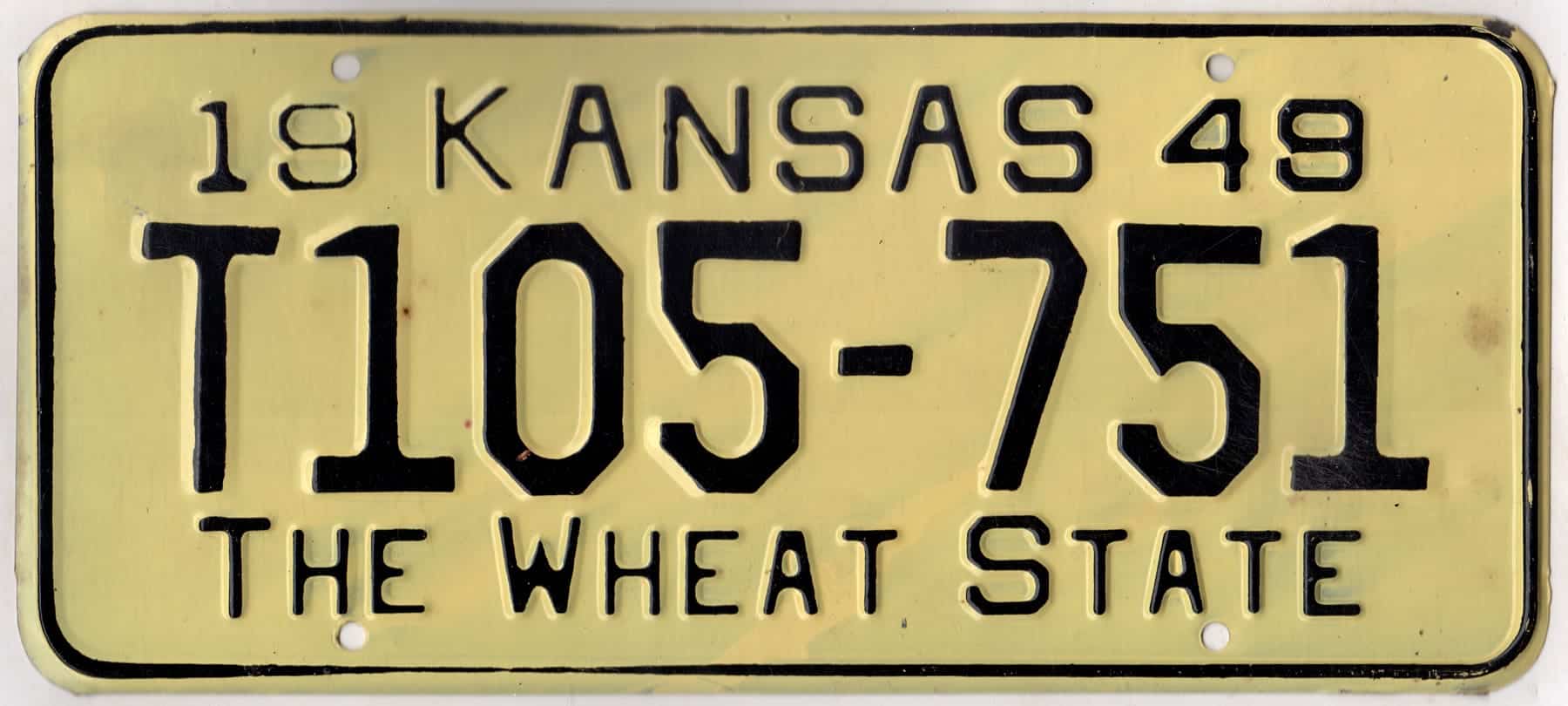 Kansas 1949 truck license plate Greeley county #T105-751