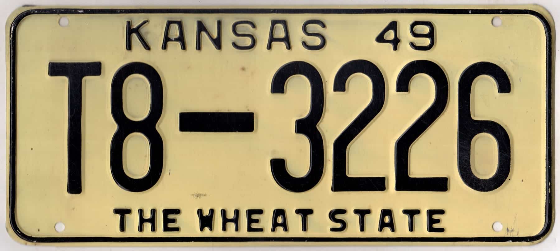 Kansas 1949 truck license plate Cowley county #T8-3226
